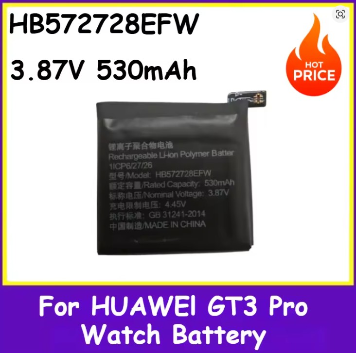 HUAWEI GT3 Pro 46mm - GT4 46MM - WATCH ULTİMATE için Yeni Yedek Saat Pili  ODN-B19 3.87V 530mAh HB572728EFW