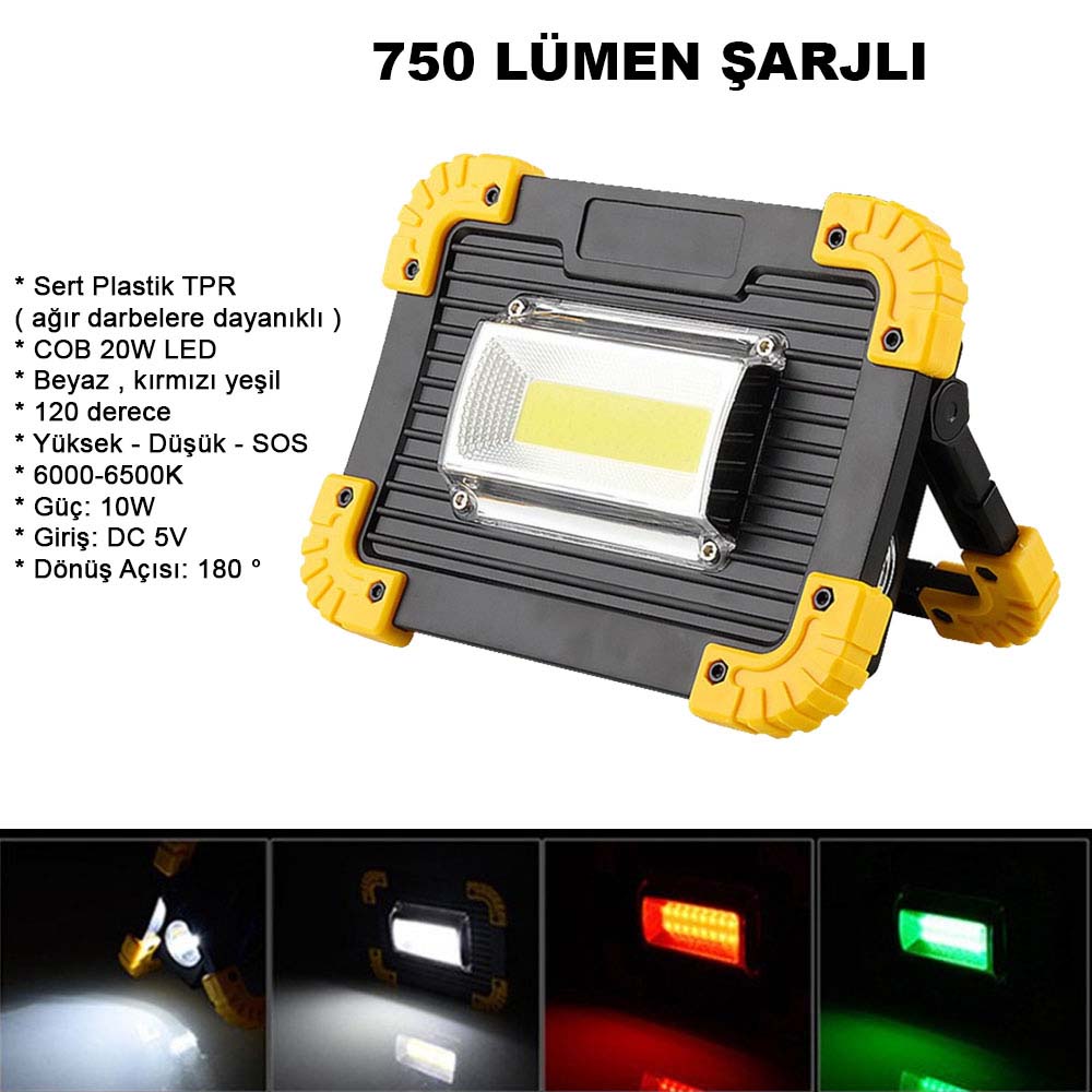 750 Lümen Powerbank Şarjlı Işıldak Watton Wt-330