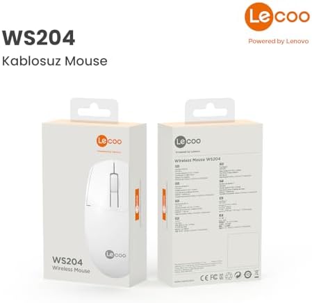 Lenovo Lecoo WS204 2.4 GHz Kablosuz 10 m Kullanım Mesafesi Yüksek Hızlı Kaydırma 3 Tuşlu Optik Mouse