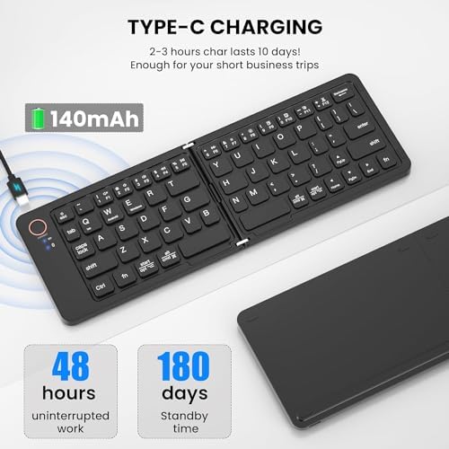 Mini Katlanabilir Bluetooth Klavye Taşınabilir ve Telefon Standı iPhone ile uyumlu iPad ile uyumlu Mac ile uyumlu Android Windows ile uyumlu Ultra İnc